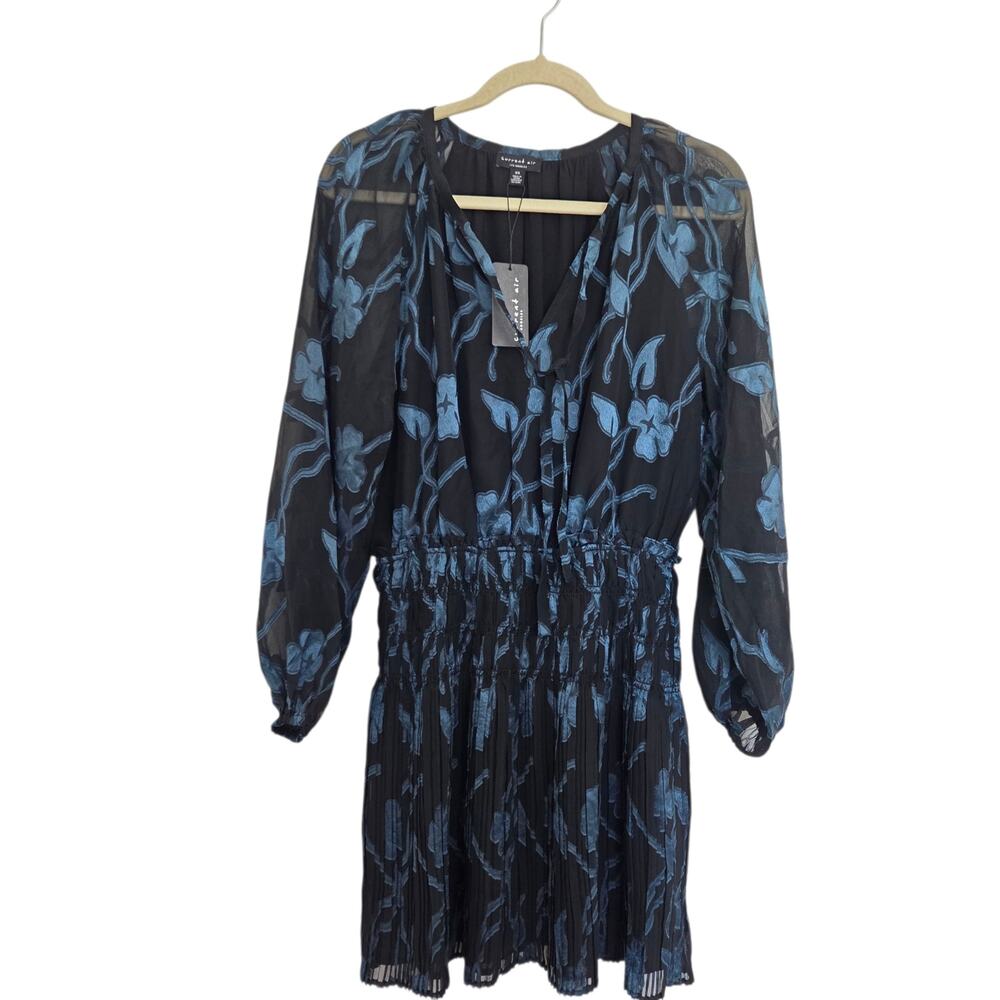 Current air anthropologie XS velvet burn out drop‎ waist dress green/blue